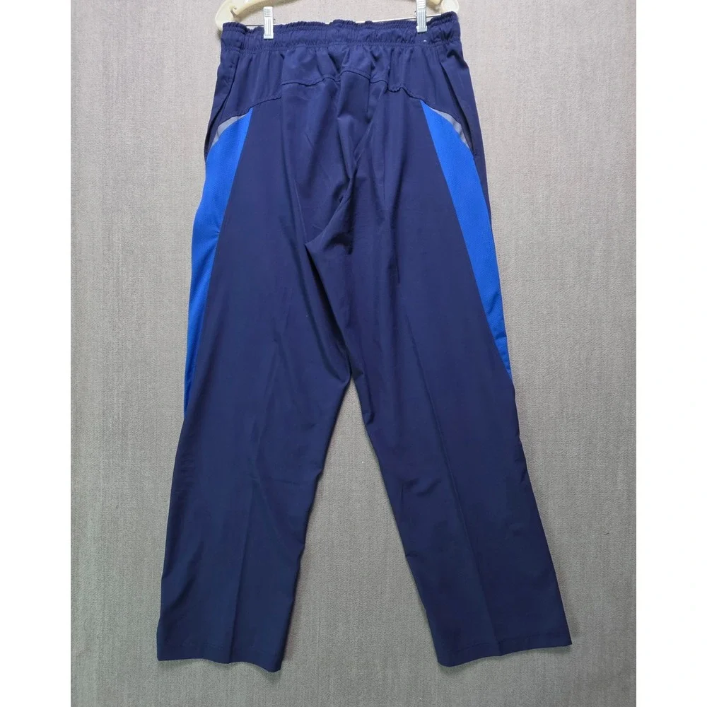 Reebok Athletic Pants Men Large Blue Polyester Spandex Track Joggers